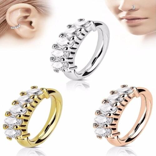 1PS NEW Copper material Zircon nose ring 0-shaped Ear Ring ear bone nail series popular Tragus Ring fashion Piercing Jewelry