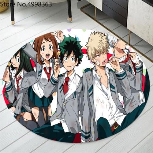 My Hero Academia Round Carpet Area Rug for Living Room Bedroom Anti Slip Coffee Table Carpet Anime Floor Mats Home Decor