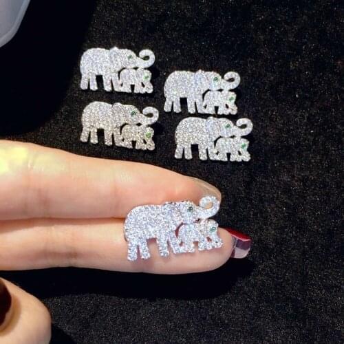 Small elephant brooch pins fine women girl jewelry double elephants 925 sterling silver free shipping animal