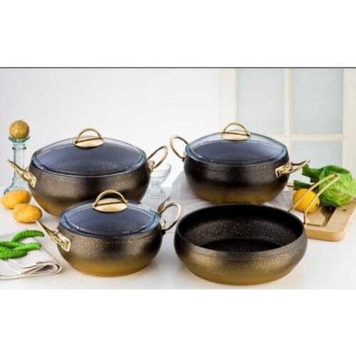 7 part Gold Casserole Set different design cookware luxury cookware good quality cookware Set
