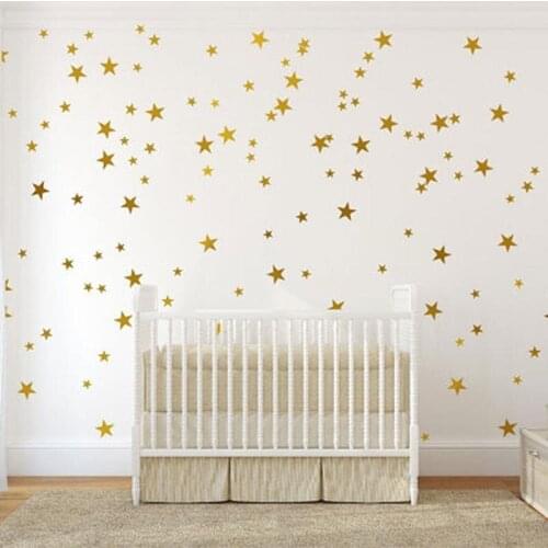 Gold Star Wall Stickers Kids Room Decoration Wall Decals Baby Nursery Bedroom Home Wall Art Wallpaper DIY Vinyl Art Mural