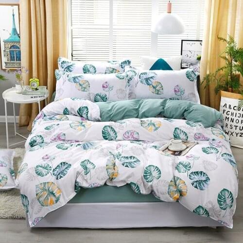 New Blue Banana Leaf Pattern Bedding Set Bed Linings Duvet Cover Bed Sheet Pillowcases Cover Set For Bed49