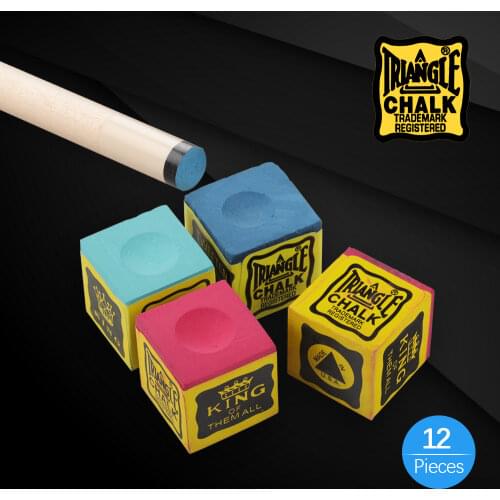 Genuine TRIANGLE Chalks Pool Cue Snooker Stick Kit Billiard Cue Chalks High Quality Smooth12 Pieces Per Box Billiard Accessories