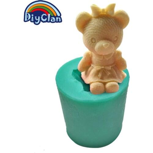 Bear Silicone Mold For Candle Soap Chocolate making Girl Bear Style Soap Aroma Crafts Mould Cake Tools Kitchen S0017XG