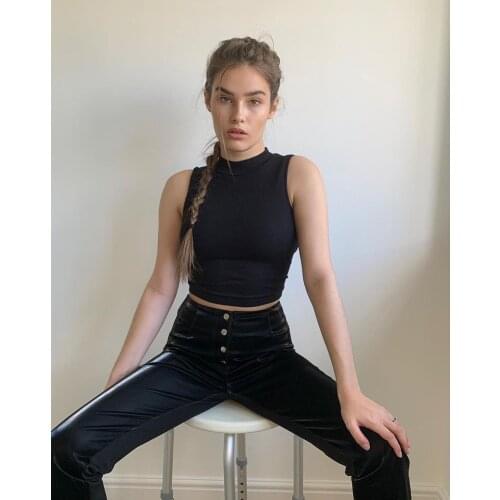 [Spot] Black and White I AM GIA The most popular high-waist slim straight leather pants big baby