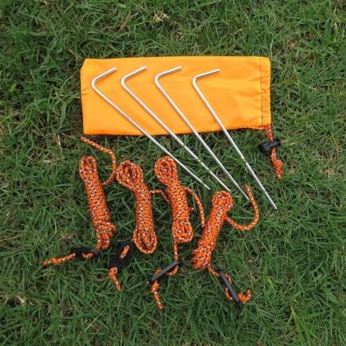 Outdoor Adjustable Tent Fixed Nails Windproof Rope Storage Bag Set Camping Accessories Canopy Fixed Rod Steel Nail Fitting