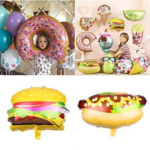 Kids Food Shape Children Birthday Party Balloon Donut Ice Cream Foil Balloon Sweet Dessert Aluminum Inflatable Globos Baby Showe