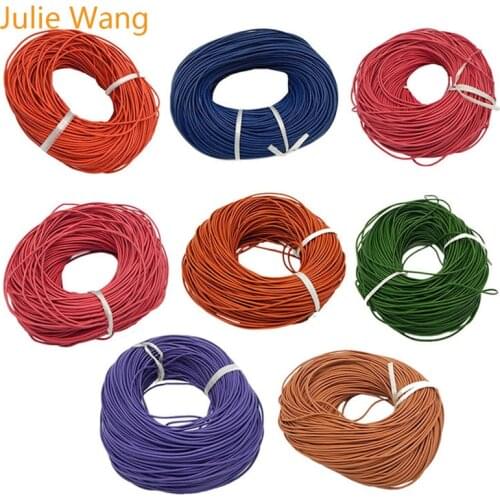 Julie Wang 1 Meter/Pack 2 mm PU Leather Round Cords For DIY Necklace Pendant Chain Rope String Bracelet Jewelry Making Accessory