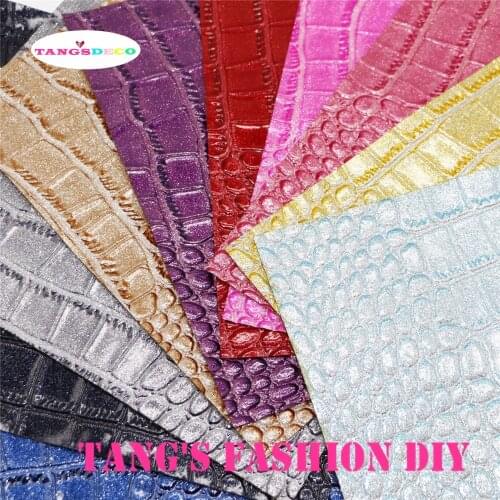10PCS---20X22CM DIY Hair Bow Material High Quality DIY PVC Glitter Crocodile PU Synthetic Faux Leathers