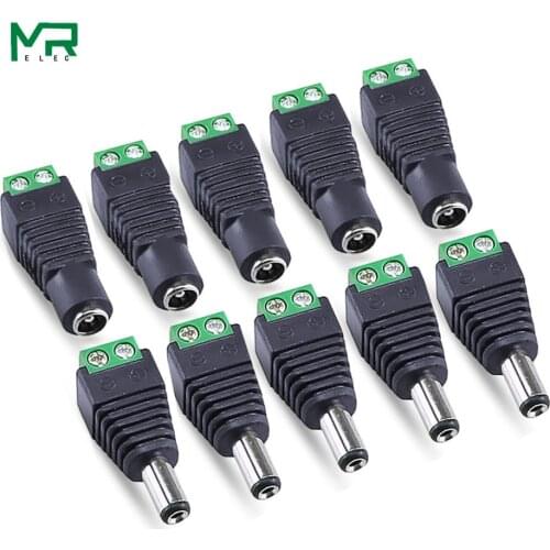10pcs /5 sets green Male + Female 12V 2.1x5.5MM DC Power Jack Plug Audio AUX free welding socket Connector
