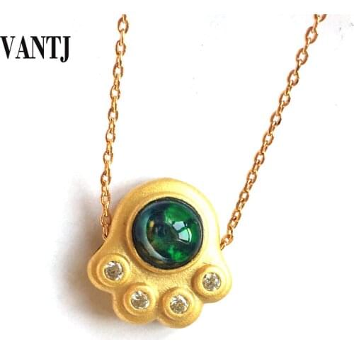 100% Natural Black Opal Pendant Sterling 925 Silver Gemstone 6mm Necklace Fine Jewelry For Woman Lady Party Wedding Gift