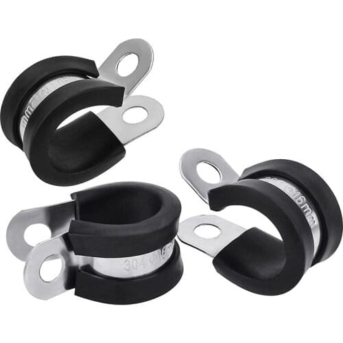 22 Pcs 3/8 Inch/10Mm Stainless Steel Cable Clamp, Rubber Cushioned Insulated Clamp, Metal Clamp, Tube Holder