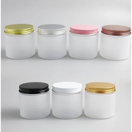 24 x 200g Empty Frost Cosmetic Cream Containers Cream Jars 200cc 200ml for Cosmetics Packaging Plastic Bottles With Metal Lids