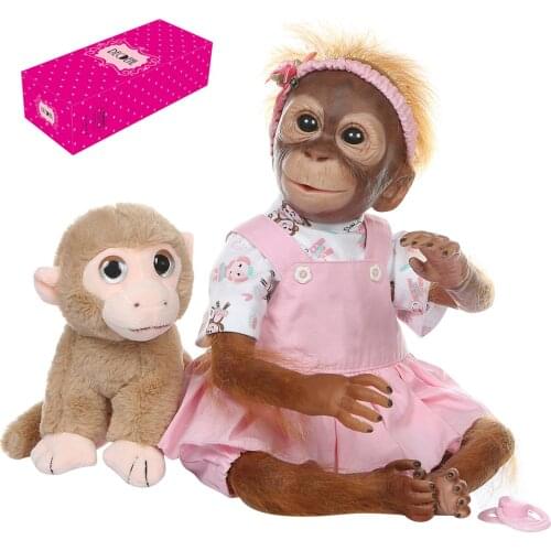 3 Types Decdeal 21inch Realistic Baby Monkey Doll Lifelike Reborn Baby Monkey Handmade Detailed Painting Art Dolls with Dress