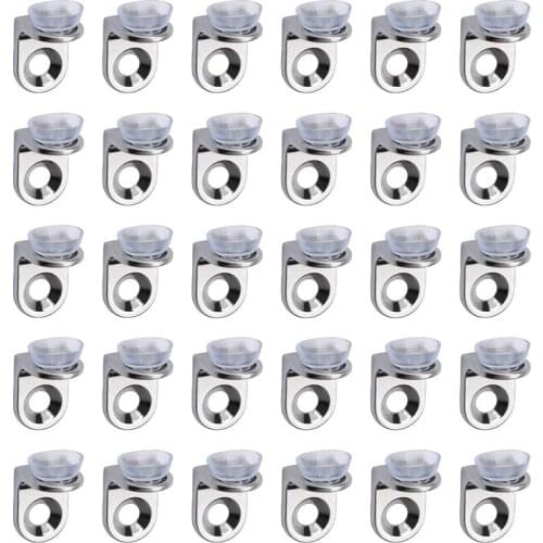 30 Pieces Glass Shelf Bracket with Sucker Glass Shelve Support Right Angle Fixing Brackets for Kitchen Cabinets Cupboard