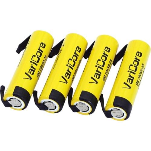 4PCS VariCore HE2 18650 rechargeable lithium battery 3.7V 2500mAh Battery can keep electronic 20A discharge+DIY Nickel