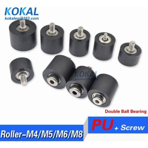 5PCS all kinds Polyurethane TPU PU Double ball bearing with stainless steel SUS304 screw S626 S635 S695 S6800 roller 30/35/40mm