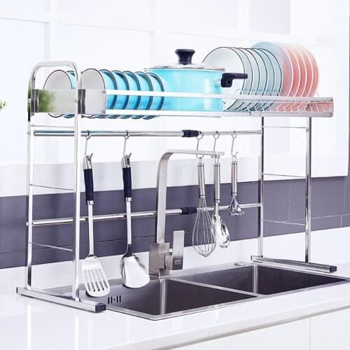 60-90cm Adjustable Dish Drying Rack Over Sink Kitchen Supplies Storage Shelf Counter Space Saver Tableware Drainer Organizer