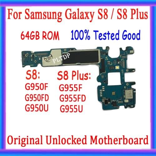 64GB Motherboard Unlocked Main Motherboard Replacement For Samsung Galaxy S8 Plus G955F G955U G955FD G950FD G950F G950U Plate