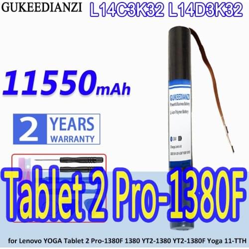 GUKEEDIANZI Highly Battery L14C3K32 L14D3K32 11550mAh for Lenovo YOGA Tablet 2 Pro-1380F 1380 YT2-1380 YT2-1380F Yoga 11-TTH