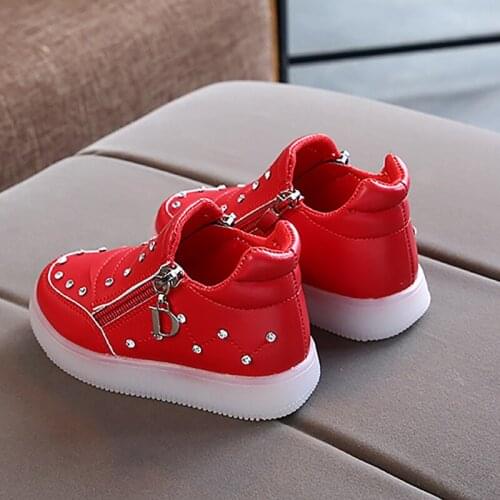 Bobora Patchwork Children Casual Shoes Hot Sales LED Lighted Sneakers Kids Princess Girls Baby Toddlers 2021