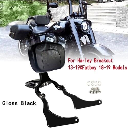 Gloss Black Fixed Mount&Driver Passenger Backrest Fit For Harley 2013-2018 2019 Breakout &2018-2019 Fatboy Models