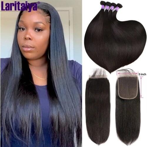HD 5X5 Straight Hair Bundles With Closure Brazilian Human Hair Bundles with Frontal Transparent 13x4 Lace Frontal With Bundles