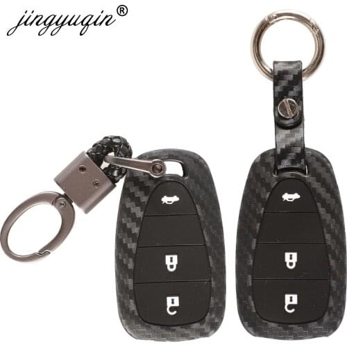 Jingyuqin 10x Carbon Silicone Car Key Case for Chevrolet Chevy Camaro Cruze Malibu Key Fob Remote Cover Car Styling keychain