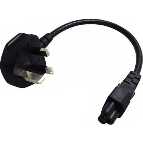 UK Plug BS1363 13A 3Pin male to IEC 320 C5 IEC320 Cloverleaf short AC Power cable cord 20CM For Laptop AC power Adapter