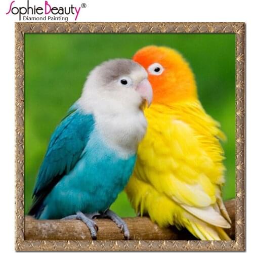Sophie Beauty DIY Diamond Painting Embroidery Animal Cross Stitch Parrot Love Birds Square Full Mosaic Needlework Home Arts Kit