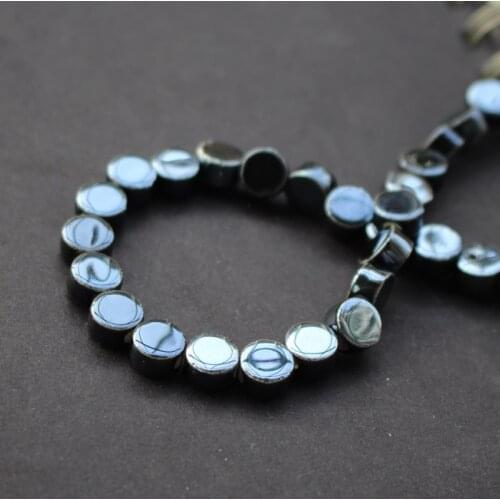 35Pcs/Lot 8mm*4.8mm Black Color Round flat Ceramic Beads Plated for jewelry making