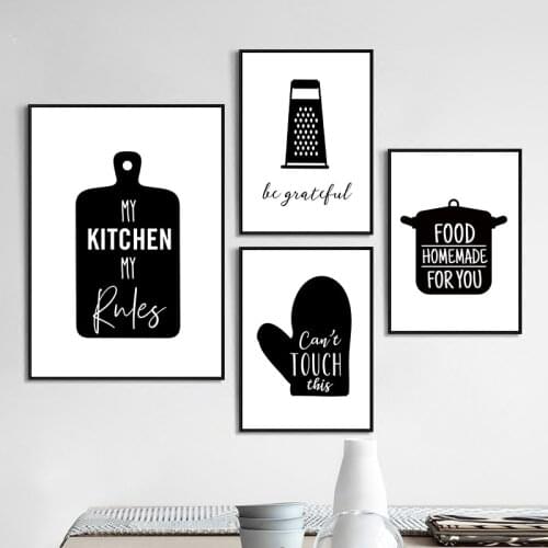 Kitchenware Wall Art Canvas Painting Kitchen Quote Posters And Prints Black White Wall Pictures Modern Kitchen Decoration