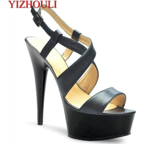 Sales champion new simulation skin thick with sandals with decorative 15 cm high heels glass with