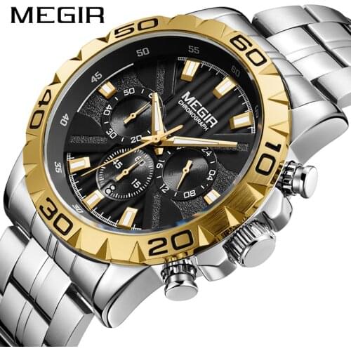 MEGIR Watch 2019 New Men Chronograph Quartz Watch Business Mens Watches Top Brand Luxury Waterproof Wristwatch Reloj Hombre Saat