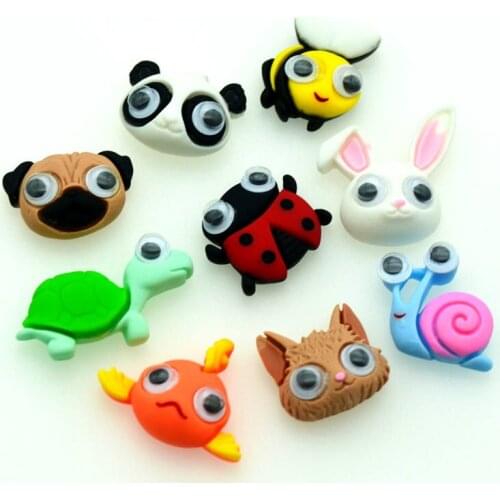 20PCS Mixed Resin Animals Cat Panda Fish Cabochons Scrapbooking Crafting Miniatures Hair Clips Decoration Parts