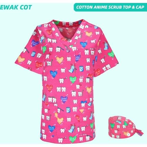 Fashion Women Men Scrubs Uniforms Tops, Scrub T Shirt V-Neck Clothes Size Rang XS-4XL Nurses Scrub Top