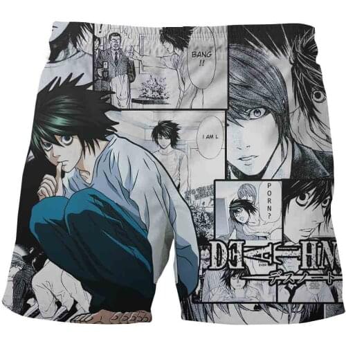 Death Note printing Fashion Beach Shorts Mens Anime Style Cosplay Streetwear Swimwear Pants Trendy Board Shorts Men clothing