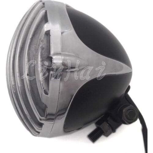 Motorcycle Aluminum Polish & Black Cage Retro Headlight Grill For Harley Bobber Chopper Custom
