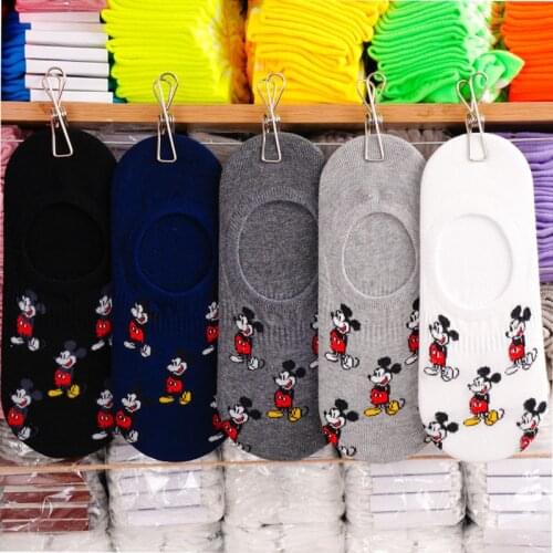 Disney Mens Boat Socks Fashion Cartoon Mickey Simple Shallow Mouth Socks Wild Invisible Socks