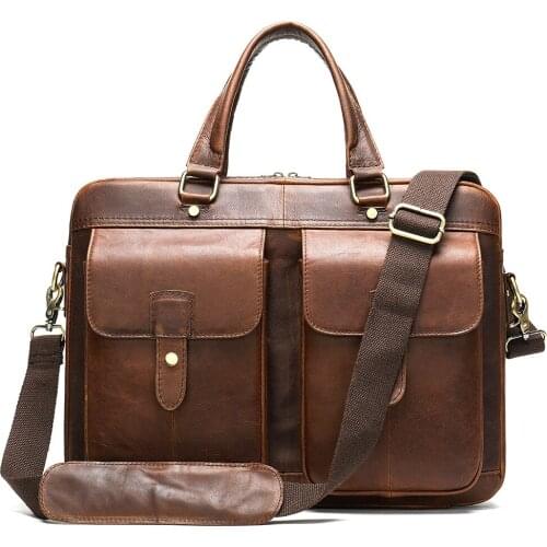 Men Real Leather Briefcase Mens Genuine Leather Handbags Crossbody Bags Luxury Male Business Messenger Bags 15 inch Laptop Totes