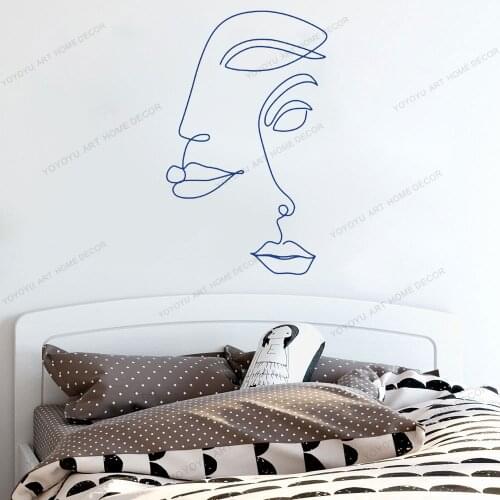 Couple Face Line Draw Art Wall Sticker For Home Decor Living Room Fashion Decals Valentines Removable Murals Wallpoof CX1442