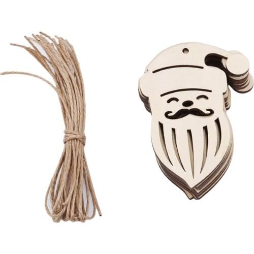 New Wooden Crafts Santa Claus Wood Chips Home Santa Claus Decorations Pendant DIY Natural Wooden Chip Christmas Tree Hanging