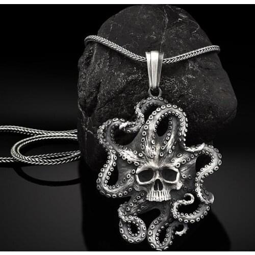 Ins Style Octopus Sea Monster Pendant Necklace Cthulhu Mythology Jewelry Mens Hip Hop Pendant Necklace Chain Accessories