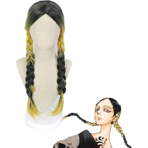 Anime Tokyo Revengers Haitani Ran Haitani Rindo 75cm Cosplay Wig Tenjiku Rokuhara Tandai Double Long Twist Braid Hair Wig