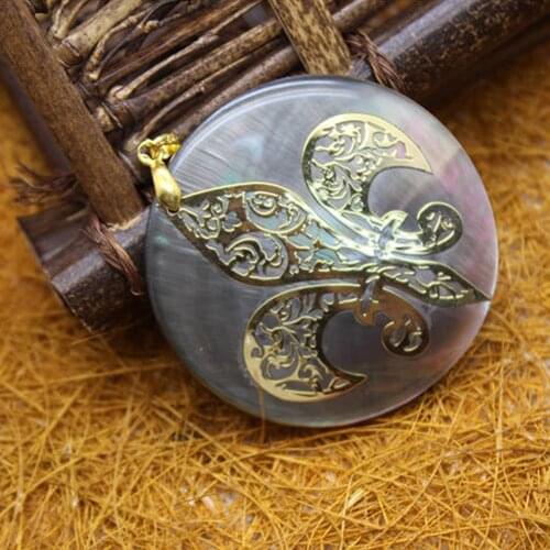 6pcs Black Natural Shell Necklace Pendants Chakra Meditation Pendulum Amulet Women Boho Style Jewelry Pendant For Girls Gift