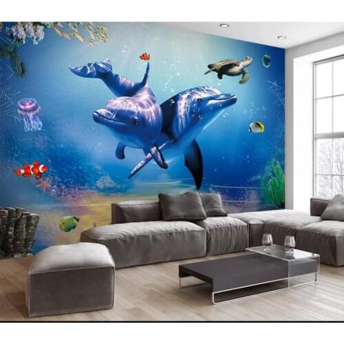 Custom photo wallpaper 3d wall murals wallpaper Mediterranean Dolphin mural TV background wall papers for living room decoration
