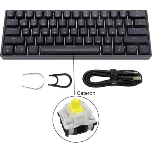 SK61 Portable 60% Mechanical Keyboard Gateron Optical Switches RGB Backlit Hot Swappable Wired Gaming Keyboard for PC Mac