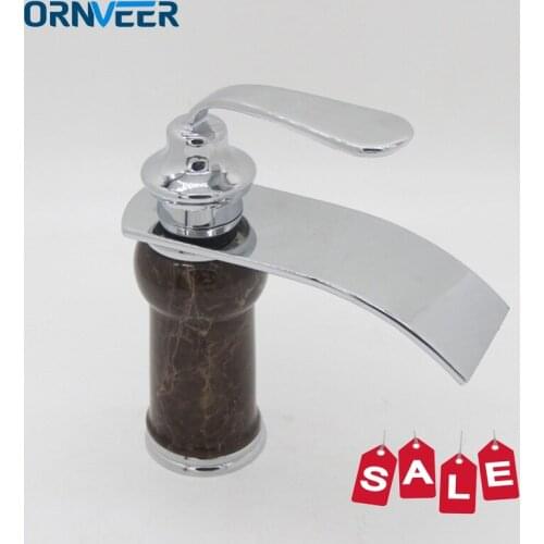 STOCK Clearance SALE Rose Gold Marble Stone Bathroom Faucet Mixer Waterfall Basin Cold Hot Water Tap