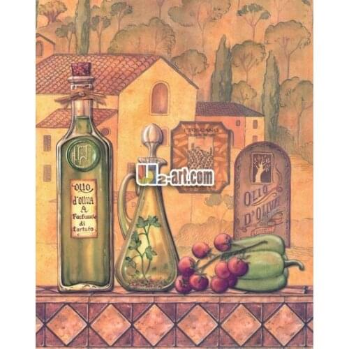 Still life painting reproduct from tuscan art as canvas prints picture wine and fruit HQ0124B Free shipping
