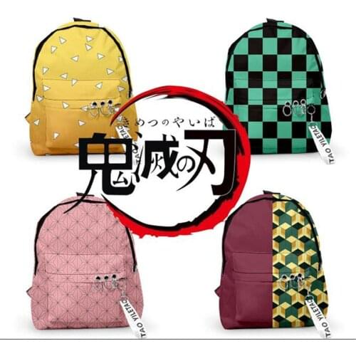Demon Slayer: Kimetsu No Yaiba Backpack Canvas Bag Kamado Tanjirou Nezuko School Bags Travel Bag Notebook Bags for Students
